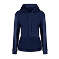 thumbnail image 3 of MAWCLOS Ladies Sweatshirt Pocket Hoodies Solid Color Hooded Tops Casual Fall Drawstring Pullover Navy Green S, 3 of 4
