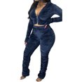 thumbnail image 1 of Honganda Slim Pleated Zipper Hooded Top and Pants Two-piece Suit, 1 of 6