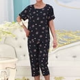 thumbnail image 2 of Pisexur Ensembles de Pyjama pour Femmes 2 Pcs Boho à Imprimé Floral Chemises de Nuit en Coton pour Femmes Décontractées Col Rond T-Shirts à Manches Courtes Hauts et Pantalons de Détente Longueur Genou Pyjamas Grande Taille pour Femmes Ensemble TG-4TG, 2 of 3