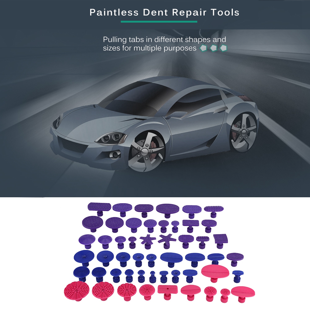 HURRISE 52Pcs Car Auto Body Dents Removal Pulling Tabs Paintless Dent Repair Tools, Car Dent Repair Puller Tabs, PDR Puller Tabs