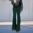thumbnail image 2 of Ladies Bodycon Pants Slight Flare Leg Elastic High Waist Casual Style Daily Suit, 2 of 7