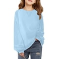 thumbnail image 1 of Timegard Girls Sweatshirts Kids Solid Color Athletic Pullover Tops Fall Casual Loose Running Clothing, 1 of 6