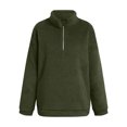 thumbnail image 4 of Yuyuzo Womens Fuzzy Fleece Sweatshirts Plus Size Half Zip Long Sleeve Oversized Pullover Tops, 4 of 5