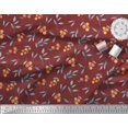 thumbnail image 1 of Soimoi Tissu Popeline de Coton Rouge Imprimé Baies Feuilles 1 Yard 42 Pouces de Large, 1 of 2