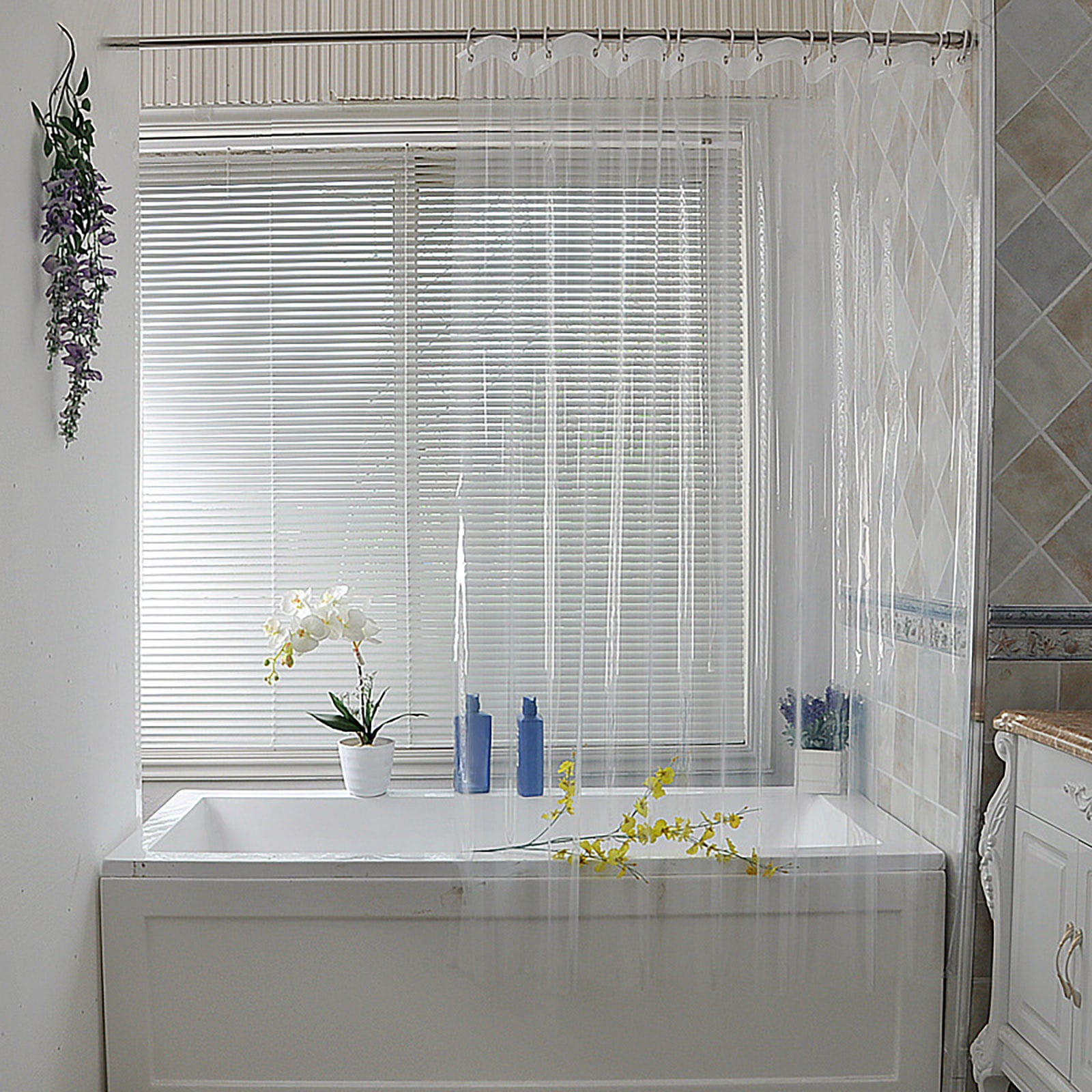 Shower Curtain Transparent 72x78 Shower Curtain Liner Fabric Inner Shower Curtain Liner with Hooks And Shower Curtains Set Circular Shower Curtain Rod Standing Shower Curtain Kids Bathroom Beach