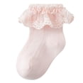 thumbnail image 3 of Zanarzt Little Girls Ruffle Ankle Dress Socks Baby Socks Spring and Fall Cotton Baby Socks Lace Stretch Boneless Girls Lace Lace Mid Calf Socks Pink,0-1 Years, 3 of 6