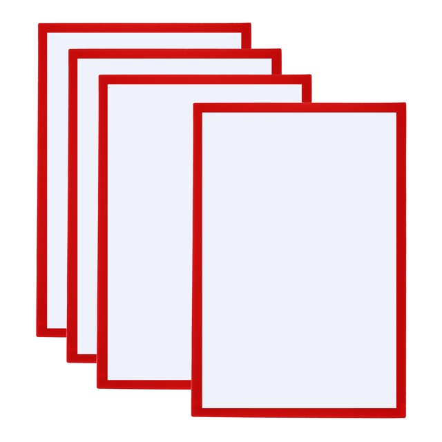Unique Bargains A3 Magnetic Sign Holder, 4 Pack Magnetic Display Frame Self-Adhesive Picture Frame for Refrigerator, Red