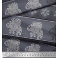 thumbnail image 2 of Soimoi Satin Silk Fabric Floral & Elephant Block Printed Fabric 1 Yard 42 Inch Wide, 2 of 3