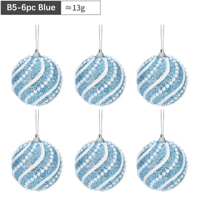 1/6Pcs 8cm Christmas Tree Hanging Balls Sequined Shiny Foam Bauble Pendant