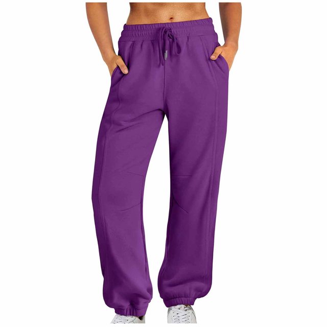RKSTN Womens Pants Sweatpants Baggy Loose Mid Rise Fleece Workout Active Long Jogger Sweat Pants With Pockets Loose Fitting Long Pants