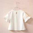 thumbnail image 3 of B91xZ Girls Tops 2024 Short Sleeve Ruffle Solid Color Polo Shirt,White 5-6 Years, 3 of 5