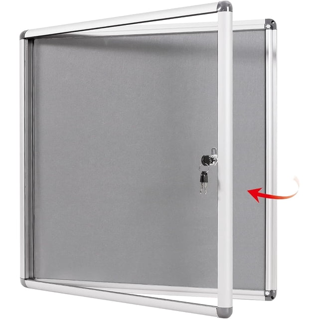 Fabric Bulletin Board Enclosed WallMounted Display Case for Office Classroom Home x(xA)