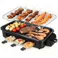 thumbnail image 1 of 2 in 1 Electric Indoor Grill 1700W - YOHAWJAN Black Smokeless Indoor Grill Pan with Grilling Net & Non-Stick Removable Griddle Pl, 1 of 7