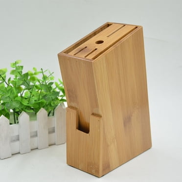 Bamboo Wood Knife Block without Knives, Countertop Butcher Block Knife Holder and Organizer with Wide Slots for Easy Kitchen Knife Storage