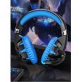 thumbnail image 3 of Headset Gaming PC PS4 Wired Gaming Headset 360° Adjustable Noise Cancelling Microphone, LED Light and Over-Ear Memory Earmuffs for PC, Laptop, Tablet, iPad, Computer Black Blue, 3 of 3