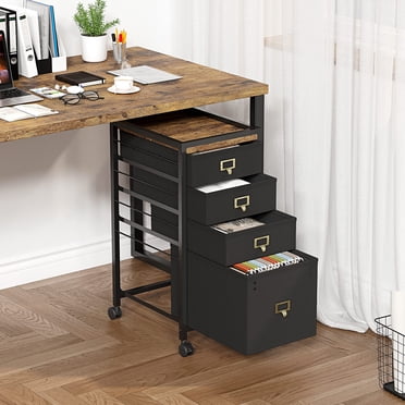BeesClover File Cabinet with 3 Drawer, Mobile Filing Cabinet for Home Office Fits Letter Size or A4, Fabric Vertical File Cabinet On Wheels, Home Office Small Under Desk Storage Cabinet
