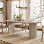 Oval Dining Table Double Pedestal -Light Natural,Light Natural