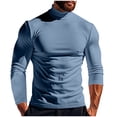 thumbnail image 1 of fatyb Men's Casual Mock Neck Tops Thick Long Sleeve Stretch Pullover Lightweight Thermal Undershirts, 1 of 7
