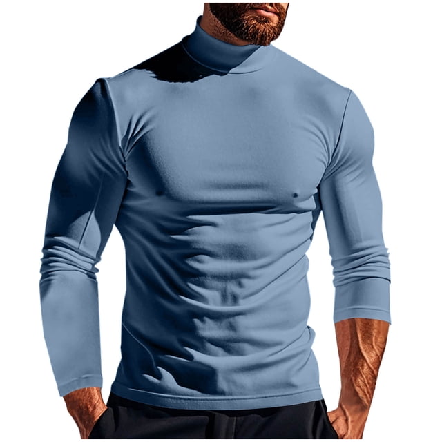 fatyb Men's Casual Mock Neck Tops Thick Long Sleeve Stretch Pullover Lightweight Thermal Undershirts