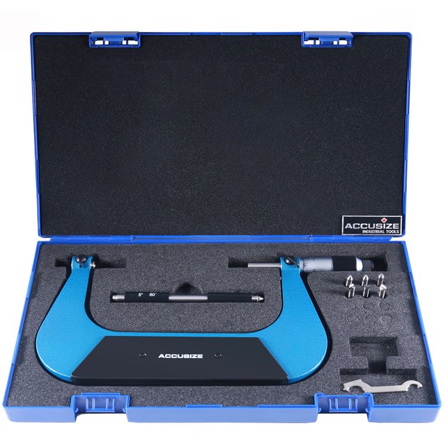 Accusize - 5-6" x 0.0001" Screw Thread Micrometer Set, 3 Anvils Included, #S916-C755