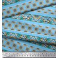 thumbnail image 2 of Soimoi Bleu Modal Satin Tissu Rayé, Insecte & Floral Kaléidoscope Tissu Imprimé par Yard 42 Pouces de Large, 2 of 3