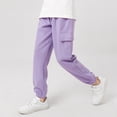 thumbnail image 4 of MIASHUI Girls Sweatpants Unisex Children Cargo Pants Kids Solid Color Trousers,Purple,6-7 Years, 4 of 4