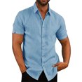 thumbnail image 3 of LUXUR T-shirt Homme Col à Revers T-shirt Manches Courtes Hauts Amples Chemises d'Été Col Rabattu Blouse Bleu TG, 3 of 6