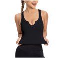 thumbnail image 2 of Yuyuzo Crop Tops for Women Sleeveless Shirts Deep V Neck Going out Tops Ribbed Knit Basic Tees, 2 of 4
