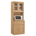 thumbnail image 1 of Hodedah Armoire de Rangement de Cuisine Autoportante avec Espace Ouvert pour Micro-Ondes, Beech, 1 of 5