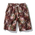 thumbnail image 2 of Short de Plage Décontracté en Coton et Lin à Cordon Style Ethnique Floral Beige TG, 2 of 6