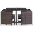 thumbnail image 3 of vidaXL 9 Piece Outdoor Dining Set with Cushions Poly Rattan Brown, 3 of 5