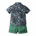 thumbnail image 3 of Birdeem Ensemble d'Été pour Enfants Garçons Chemise à Manches Courtes à Col à Revers et Short avec Cravate, 3 of 9