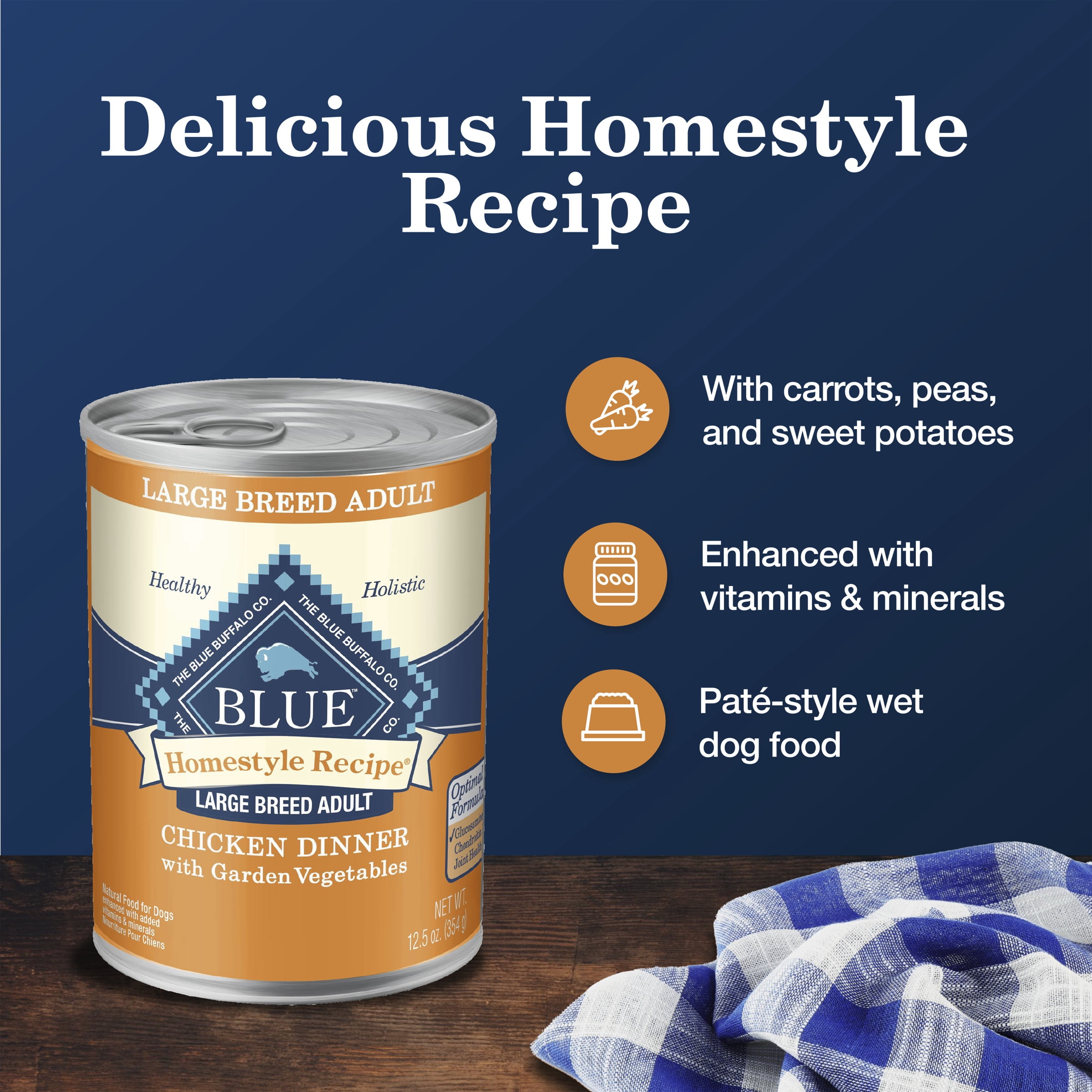 Blue Buffalo Homestyle Recipe Dîner de poulet pour chiens de grande race