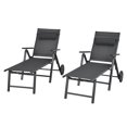 thumbnail image 1 of Patiojoy 2 Pcs Chaise Longue Pliante d'Extérieur pour Patio Portable Plus Longue avec Roues et Dossier Réglable, 1 of 6