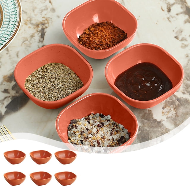 Fridja Sales 4 Inches Square Seasoning Plates 6 Boxed Wheats Straw Plates Sauces Plates