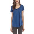 thumbnail image 2 of Innerwin T-Shirt Couleur Unie Hauts pour Femmes Été Manches Courtes T-Shirt Mode Bleu Clair G, 2 of 4