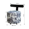 thumbnail image 2 of Tabouret de Coiffeuse Rond Moderne Rembourré avec Dossier en T, Tissu à Imprimé Animal Vintage et Roulettes Pivotantes à 360° - Noir et Blanc, 2 of 5
