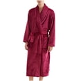 thumbnail image 3 of Womens Soft Warm Robe, Fleece Thick Long Sleeve Bathrobe, Unisex Fall Winter Flannel Pajamas Robes with Pockets L, 3 of 9