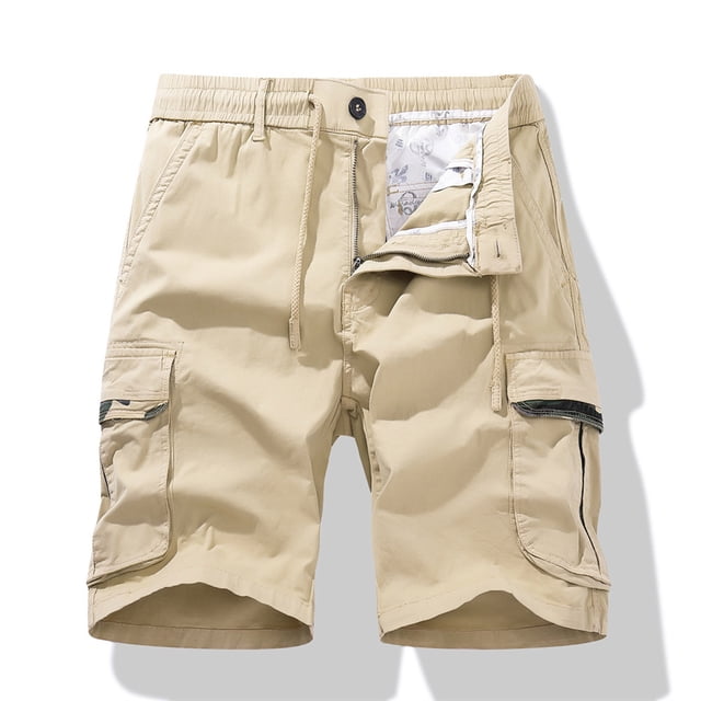 EOYWHK Shorts Cargo en Coton pour Hommes avec Multi-Poches, Coupe Décontractée Extensible Bermuda Élastique, Shorts de Randonnée Course Doux et Respirants en Solde