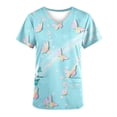 thumbnail image 4 of EGNMCR Sarraus pour Femmes Mode pour Femmes Col en V Imprimé Manches Courtes Poche Combinaison Haut Cadeaux pour Femmes, 4 of 4