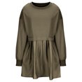 thumbnail image 4 of EQWLJWE Robe Chandail Surdimensionnée pour Femmes à Empiècements, Col Rond, Manches Longues, Haut à Enfiler Fluide Plissé, Mini-Robe Chandail, Robes Noires pour Femmes, 4 of 8