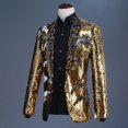 thumbnail image 4 of TIMIFIS Mens Shiny Sequin Blazer Dinner Prom Wedding One Button Suit Jacket Lapel Dress Blazer, 4 of 5