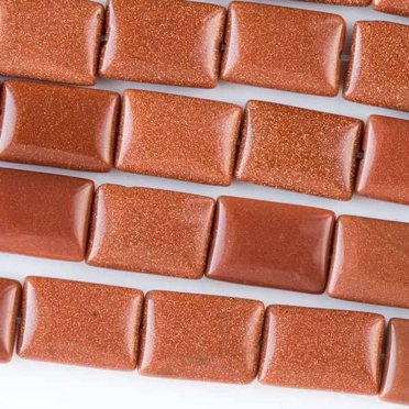 Cherry Blossom Beads Goldstone 10x14mm Rectangle Beads - 28 pcs/ 2-8 Inch Strands