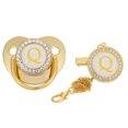 thumbnail image 1 of XZNGL Pacifier Clips Baby Girl Baby Pacifier 26 Letter Name Initials Clip Silicone Baby Pacifier Golden Shiny Newborn Pacifier Silicone Pacifier Clip, 1 of 4