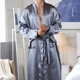 thumbnail image 5 of Men Solid Casual Long Sleeves Lace-up Home Pocket Long Pajama Robe, 5 of 5