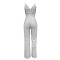 thumbnail image 4 of FAIWAD Women's Sequins Jumpsuits Deep V Neck Spaghetti Strap Sleeveless Rompers Wide Leg Cocktail Party Jumpsuit, 4 of 6