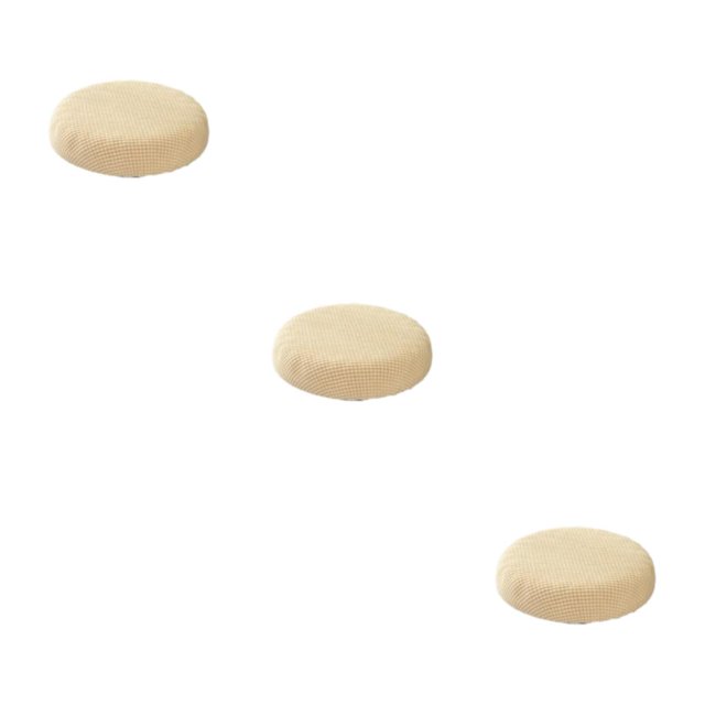 mmirethe And Beautify Stools With Round Cushion Seat Covers Stool Cushions Polyester Easy To Install Grippers Backing Elastic Band beige 3Set
