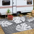 thumbnail image 3 of Waterproof Reversible Outdoor Rug 8x10ft – Modern Grey Patio Carpet – Durable Plastic Straw Mat, Collapsible, Washable, Storage Bag – Gray, USA, 3 of 8