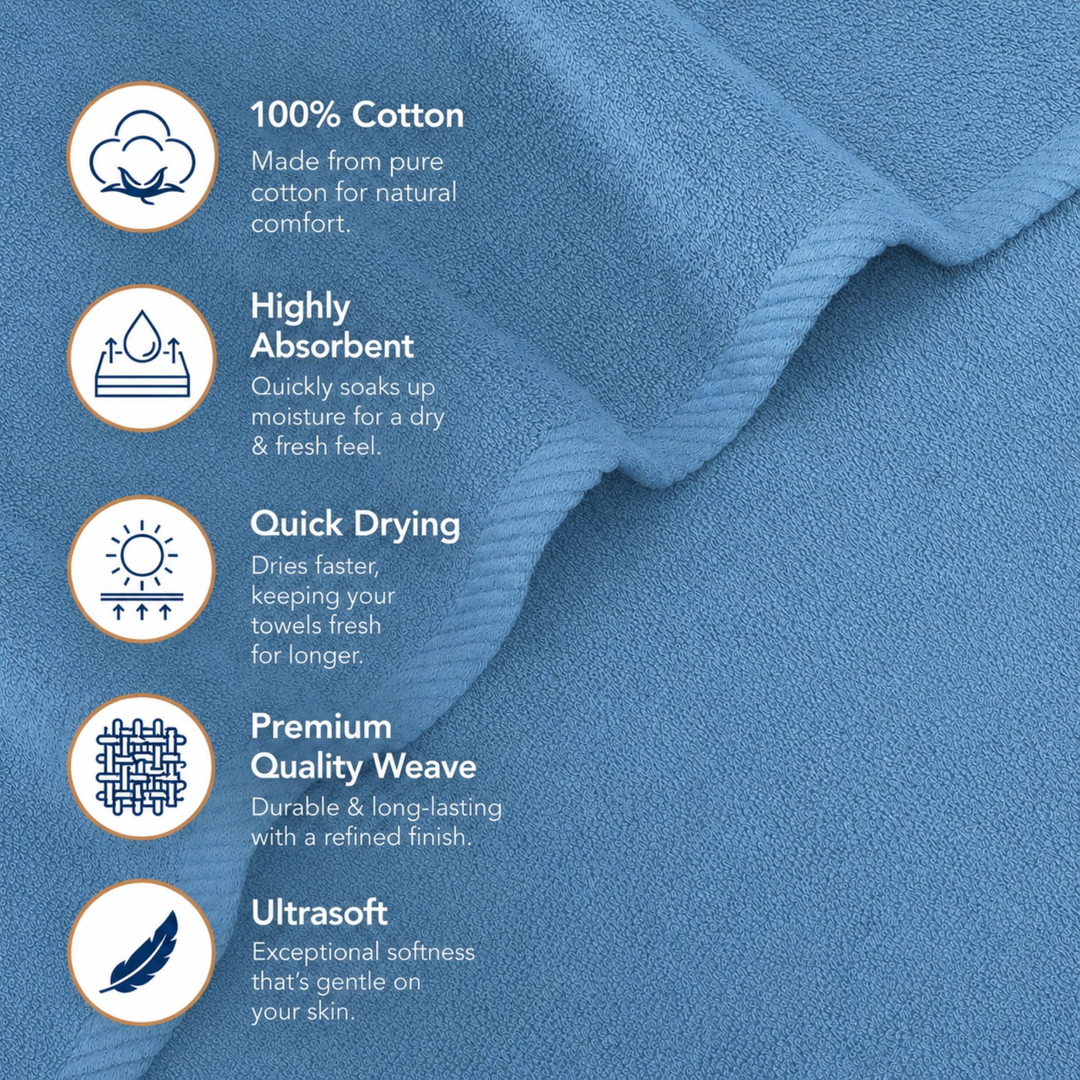 Ensemble de 6 serviettes bain Swift Home — 100 % coton, luxueusement douces, très absorbantes, séchage rapide, aqua