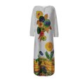 thumbnail image 4 of Robe Midi Femme Aguichant Imprimée Numérique Longue Robe Col en V avec Poches Robe à Manches Longues Robe d'Allaitement en Liquidation, 4 of 5